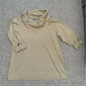 JM Collection Gold turtle‎ neck top Gold 2X